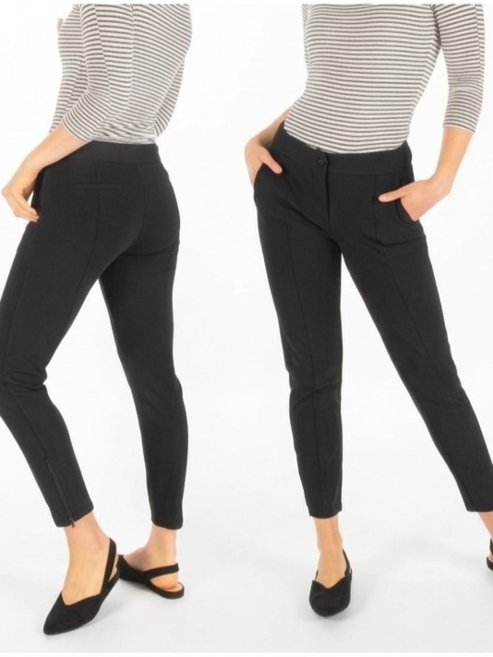 Betabrand Black Cropped Ponte Ankle Pants